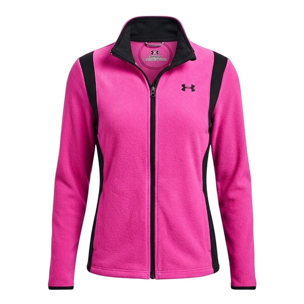 Under Armour ColdGear Fleece Jacket Full Zip Mock Neck Pink Black L